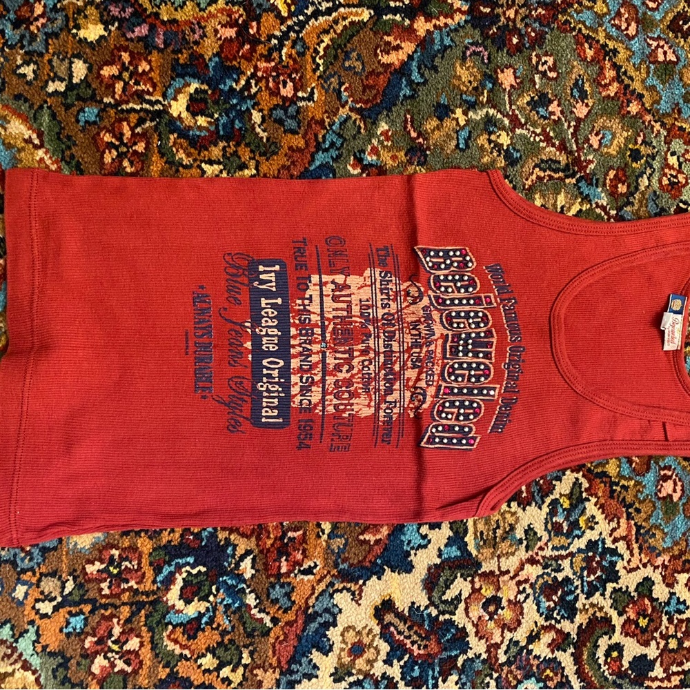 Bejeweled Red Graphic Fitted Tank Top